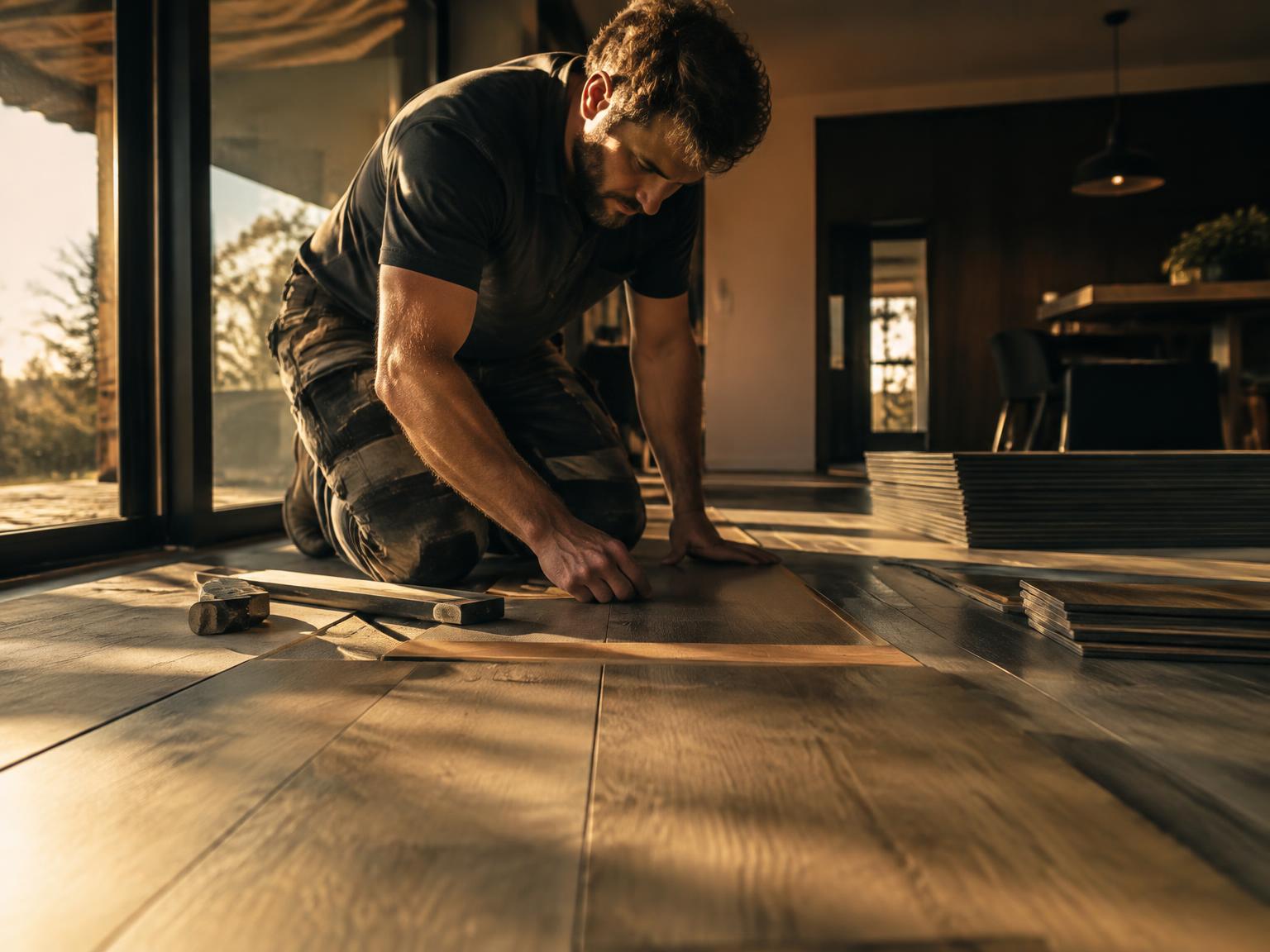 CSE Trades craftsman laying flooring
